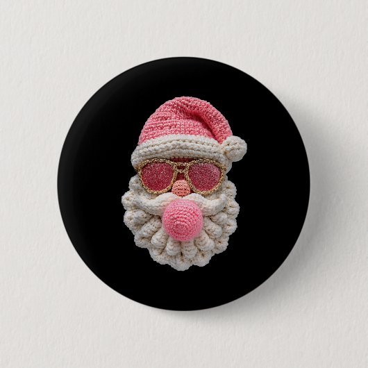 Crochet Santa Blowing Bubble Gum Christmas Girly K Button (Vorderseite)