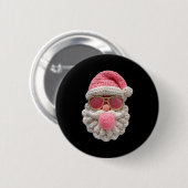 Crochet Santa Blowing Bubble Gum Christmas Girly K Button (Vorne & Hinten)