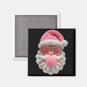 Crochet Santa Blowing Bubble Gum Christmas Girly K Magnet (Vorderseite/Rückseite)