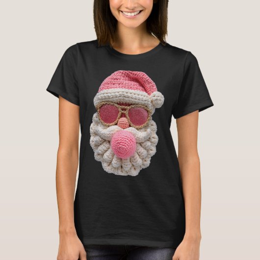 Crochet Santa Blowing Bubble Gum Christmas Girly K T-Shirt (Vorderseite)