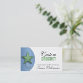 Crochet Star Shaped Yarn Green Blue Business Card Visitenkarte (Stehend Vorderseite)