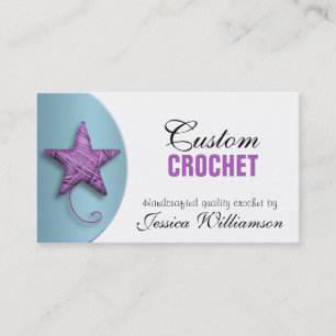 Crochet Star Shaping Yarn Lila Blue Business Card Visitenkarte