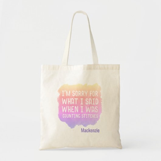 Crochet Strick Counting Stitches Joke Personalisie Tragetasche (Vorne)