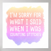 Crochet Strick Counting Stitches Joke Poster (Vorne)