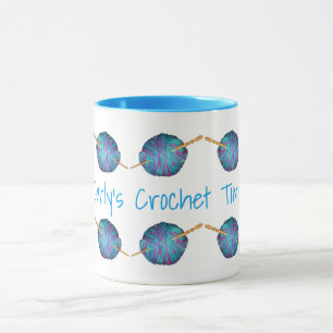 Crochet time, personalisiert mit Ihrem Namen Tasse