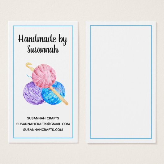 Crochet und Yarn Handmade Blue Craft Business Card (Vorne & Hinten)