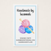 Crochet und Yarn Handmade Blue Craft Business Card (Vorderseite)
