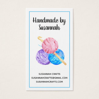 Crochet und Yarn Handmade Blue Craft Business Card