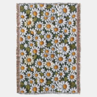 Crochet White Daisies Spring Wildflowers Decke
