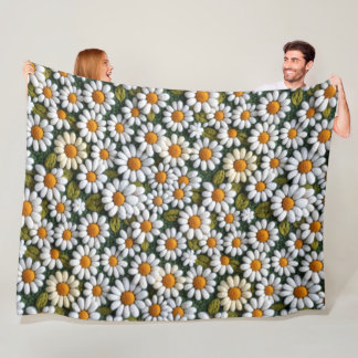 Crochet White Daisies Spring Wildflowers Fleecedecke