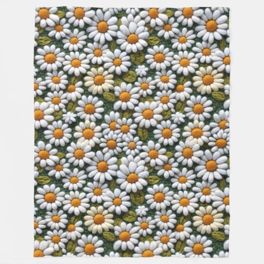 Crochet White Daisies Spring Wildflowers Fleecedecke (Vorderseite)