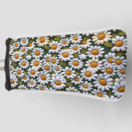 Crochet White Daisies Spring Wildflowers Golf Headcover