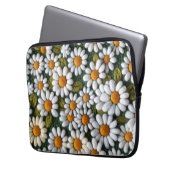 Crochet White Daisies Spring Wildflowers Laptopschutzhülle (Vorderseite Links)