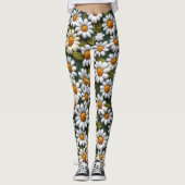 Crochet White Daisies Spring Wildflowers Leggings (Vorderseite)