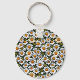 Crochet White Daisies Spring Wildflowers Schlüsselanhänger