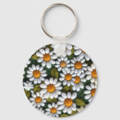 Crochet White Daisies Spring Wildflowers Schlüsselanhänger (Rückseite)