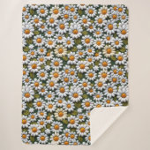Crochet White Daisies Spring Wildflowers Sherpadecke (Vorderseite)