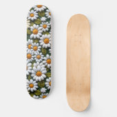 Crochet White Daisies Spring Wildflowers Skateboard (Vorderseite)