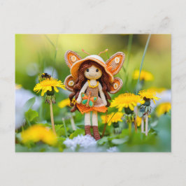 Crocheted Fairy mit Leuchte Blume Feiertagspostkarte