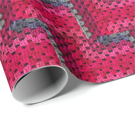 Crocheted Granny Square Pattern Geschenkpapier (Rolleneckpunkt)