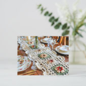 Crocheted Granny Square Table Runner on a Festivel Postkarte (Stehend Vorderseite)