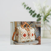 Crocheted Handbag Made From Fine Granny Squares Postkarte (Stehend Vorderseite)