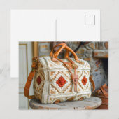 Crocheted Handbag Made From Fine Granny Squares Postkarte (Vorne/Hinten)