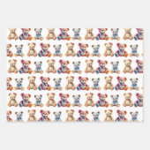 Crocheted Stuffed Animals Blue and Yellow Geschenkpapier Set (Vorderseite 3)