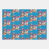 Crocheted Stuffed Animals Blue and Yellow Geschenkpapier Set (Vorderseite)