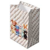 Crocheted Stuffed Animals Blue and Yellow Mittlere Geschenktüte (Vorderseite Schrägansicht)