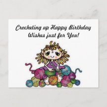 Crocheting Birthday wünscht Postcard