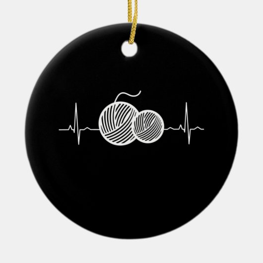 Crocheting - Crochet Thread Heartbeat Keramik Ornament (Vorne)