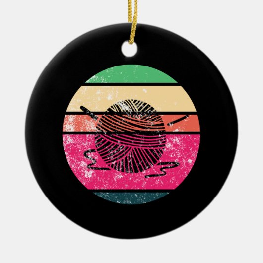Crocheting Crochet Wool Knitter Keramik Ornament (Vorne)