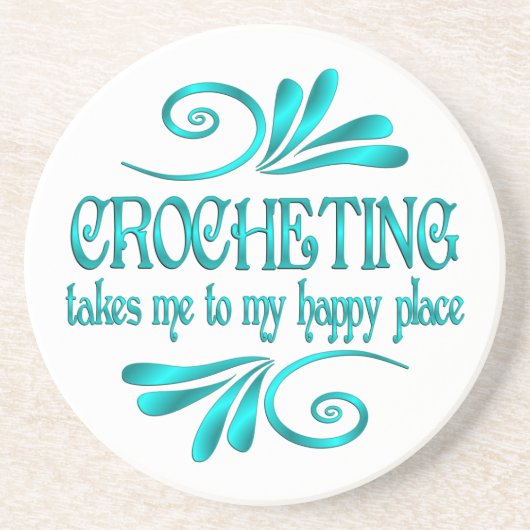 Crocheting Happy Place Getränkeuntersetzer (Vorne)