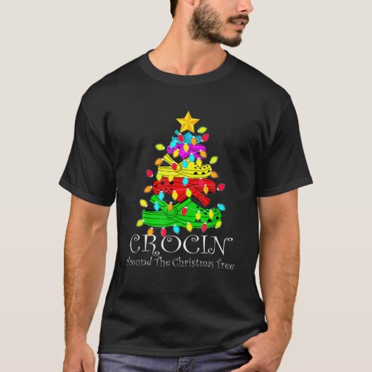 Crocin rund um den Weihnachtsbaum Funny Weihnachte T-Shirt (Vorderseite)