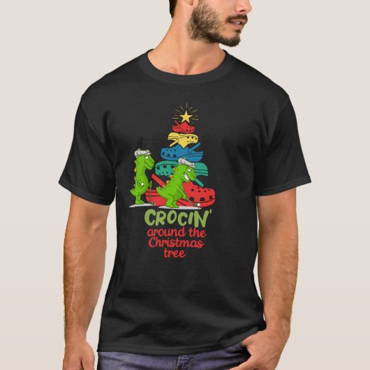 Crocin rund um den Weihnachtsbaum Krokodile Golfer T-Shirt (Vorderseite)