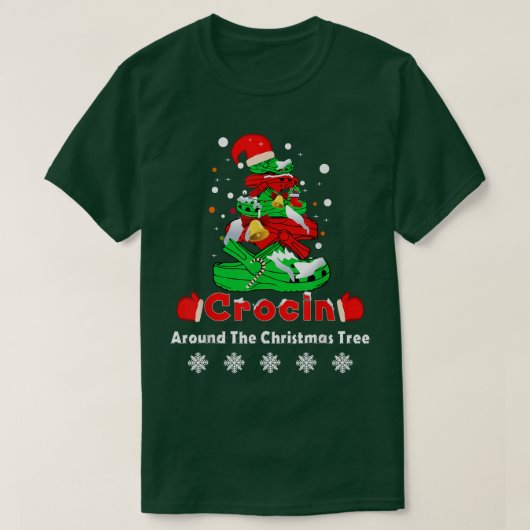 Crocin um den Weihnachtsbaum Funny Christmas T T-Shirt (Design vorne)