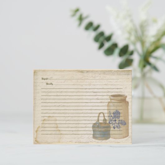 Crock and Blue Basket Rezeptkarten Postkarte (Stehend Vorderseite)