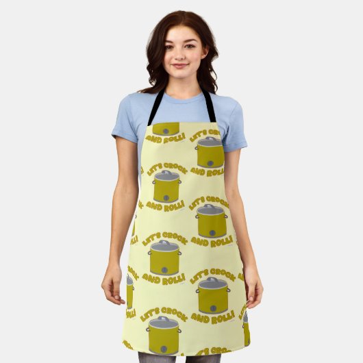 Crock and Roll Time Slow Cooker Kitchen Muster Schürze (Getragen)