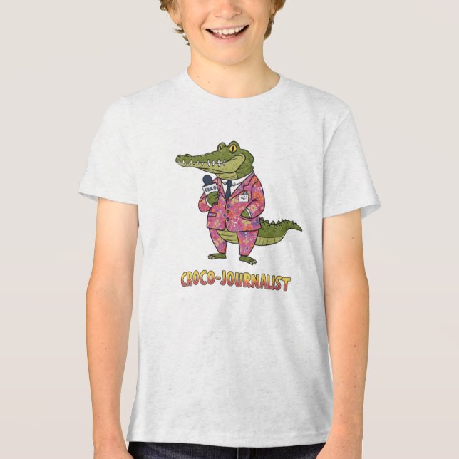 Croco-Journalist Breaking News Tri-Blend Shirt (Vorderseite)