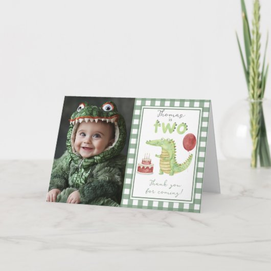 Crocodile 2 Geburtstag vielen Dank Dankeskarte (Vorderseite)