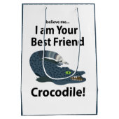 Crocodile Alligator Funny Crocodile Mittlere Geschenktüte (Rückseite)