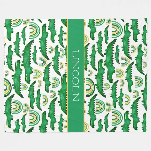 Crocodile Alligator Rainbow Personalisieren Fleecedecke (Vorderseite (Horizontal))