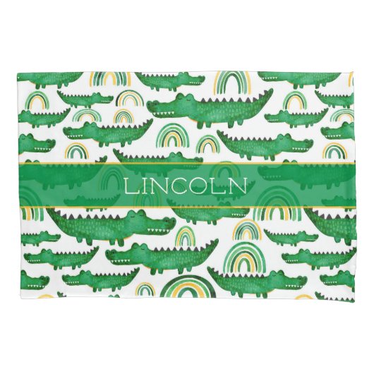 Crocodile Alligator Rainbow Personalisieren Kissenbezug (Vorderseite)