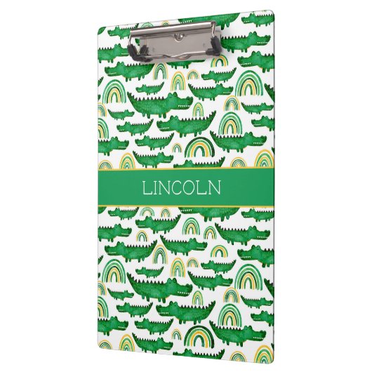 Crocodile Alligator Rainbow Personalisieren Klemmbrett (Links)