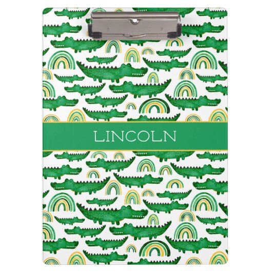Crocodile Alligator Rainbow Personalisieren Klemmbrett (Vorderseite)