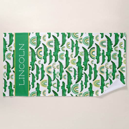 Crocodile Alligator Rainbow Personalisieren Strandtuch (Vorderseite)
