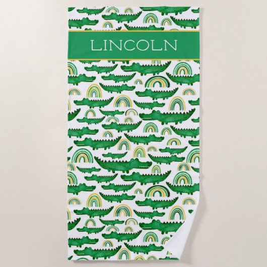 Crocodile Alligator Rainbow Personalisieren Strandtuch (Vorderseite)