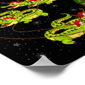 Crocodile Alligators Santa Sleigh Flying Funny Chr Poster (Ecke)