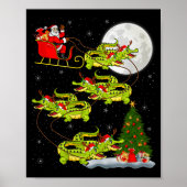 Crocodile Alligators Santa Sleigh Flying Funny Chr Poster (Vorne)